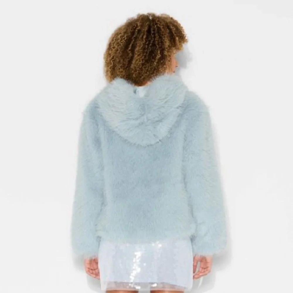 Women's Short Faux Fur Jacket - Wild Fable™ Light Aqua Blue XXL - Picture 3 of 8
